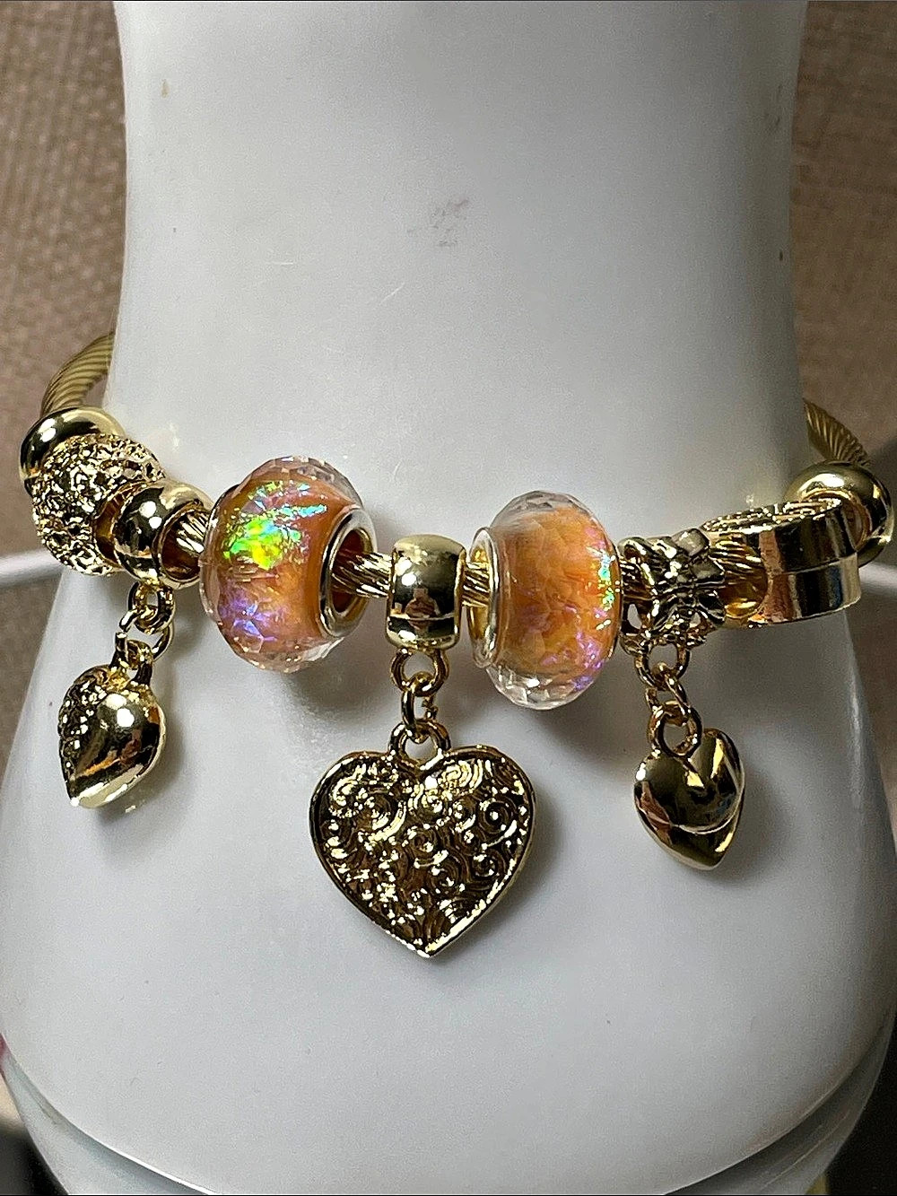 Gold-Tone Charm Bracelet 7” to 7.75” New
